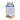 A bottle of dietary supplement capsules with a white cap and a blue label, showing the back text of the label and barcode on a white background.