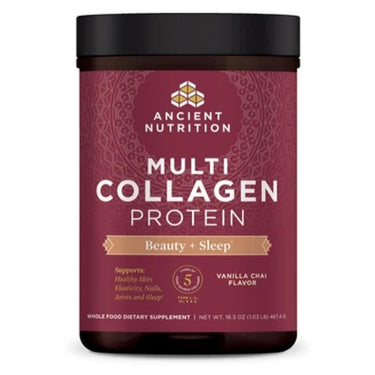Ancient Nutrition Multi Collagen Protein Beauty + Sleep Vanilla Chai 38 Servings