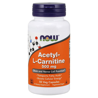 Now Foods Acetyl L-Carnitine 500mg 50 Vegetable Capsules