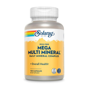 Solaray Iron Free Mega Multi Mineral Daily Mineral Complex 100 Capsules