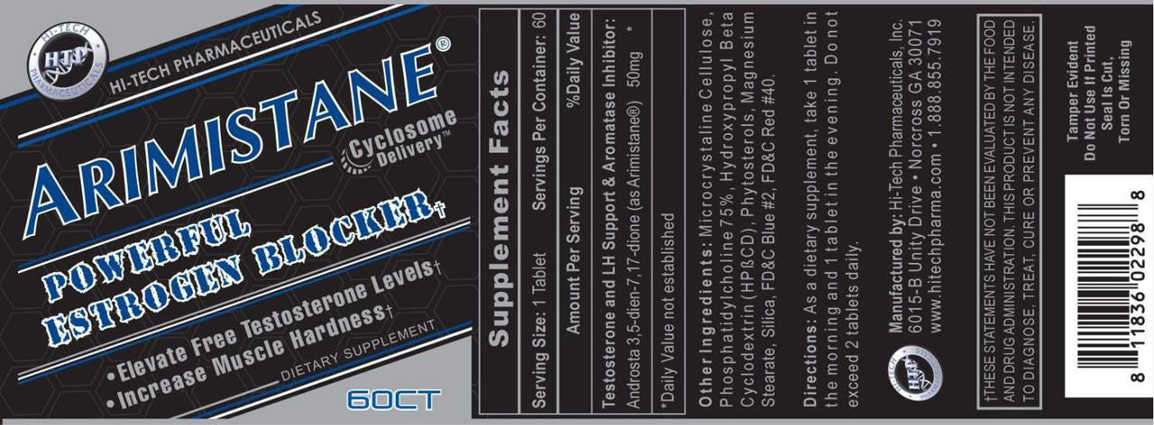  Hi-Tech Pharmaceuticals Arimistane Anti-Estrogen 60 Tablets 