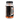A clear supplement bottle with a black cap and black label, showing orange tablets inside. The label includes a barcode, product ingredients, directions, and a circular logo.