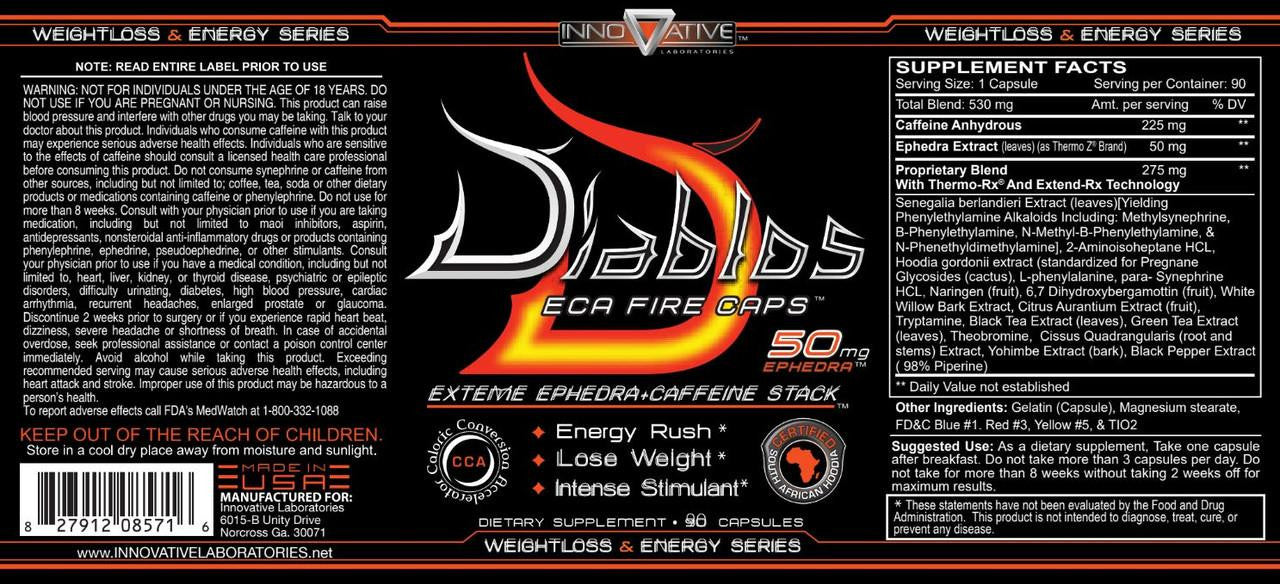  Innovative Labs Diablos ECA Fire Caps 90 Caps 