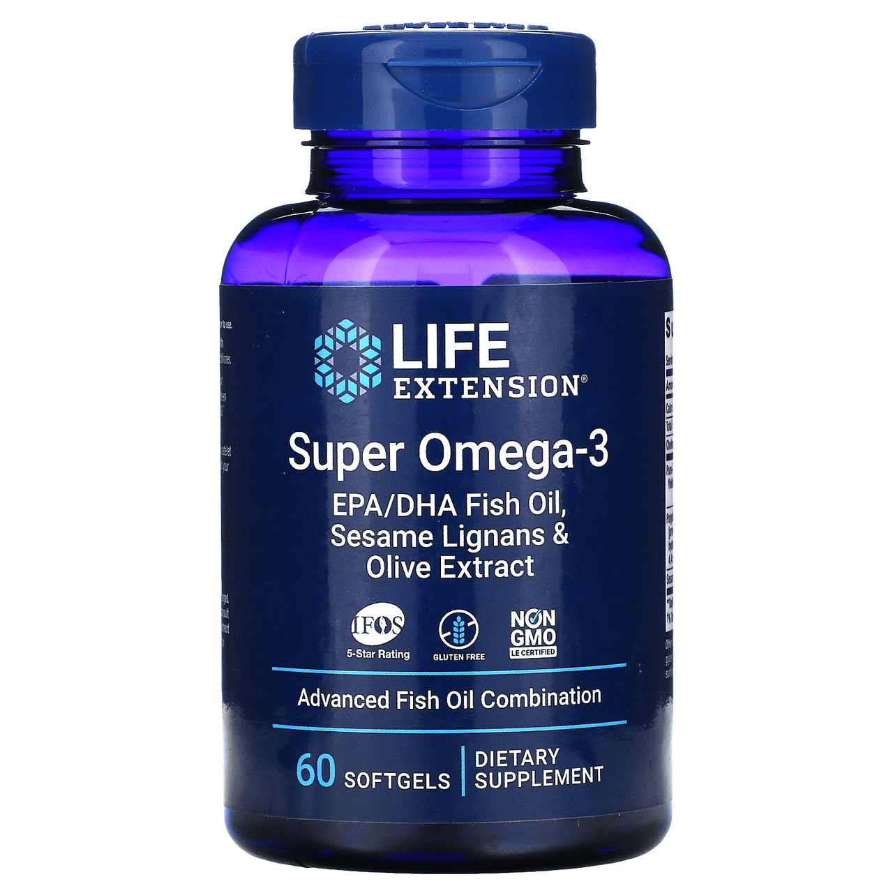  Life Extension Super Omega-3 EPA/DHA with Sesame Lignans and Olive Fruit Extract 60 Softgels 