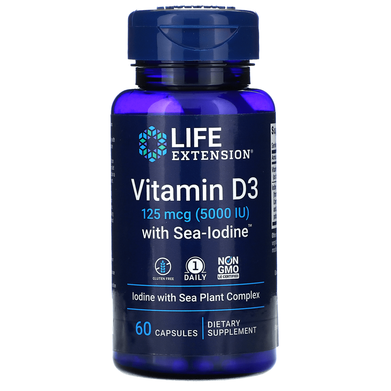  Life Extension Vitamin D3 with Sea-Iodine 5,000 IU, 60 Vegecaps 