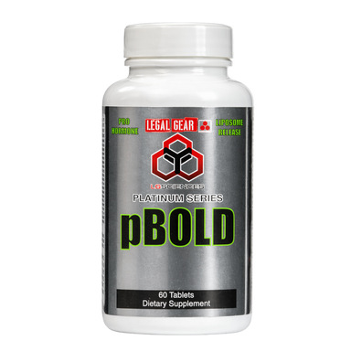 Supplement bottle labeled 'pBOLD' by Legal Gear on a white background