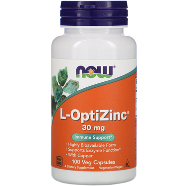  Now Foods L-Optizinc 30 Mg + Copper 100 Capsules 