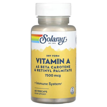 Solaray Emulsified Dry Vitamin A 25,0000 IU 60 Caps 