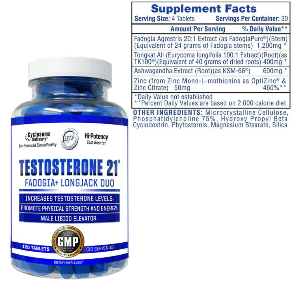  Hi-Tech Pharmaceuticals Testosterone 21 w/ Fadogia Agrestis & Tongkat Ali 