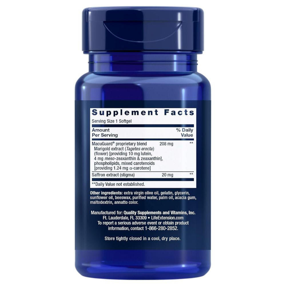  Life Extension MacuGuard Ocular Support w/ Saffron 60 Softgels 