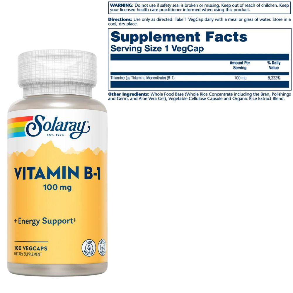  Solaray Vitamin B-1 100mg 100 caps 