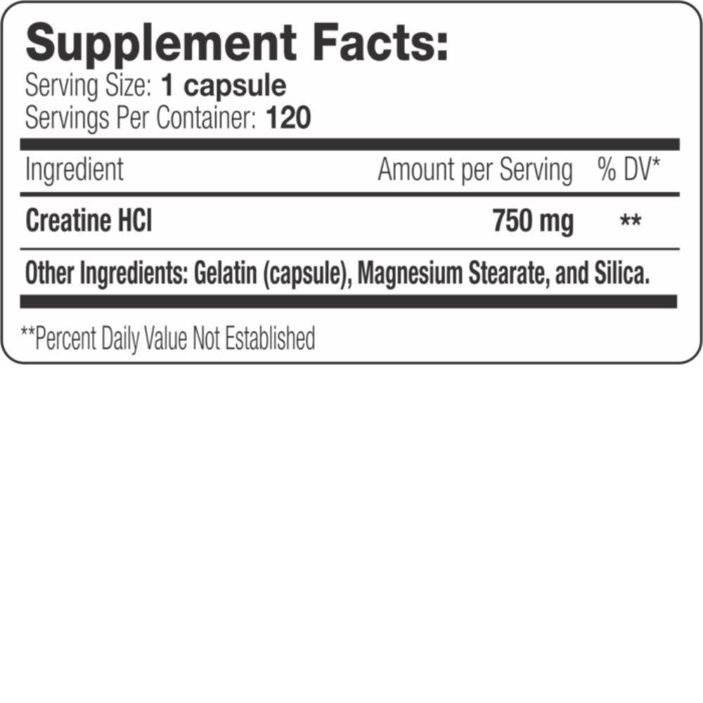  Serious Nutrition Solutions Creatine HCL 120 Caps 