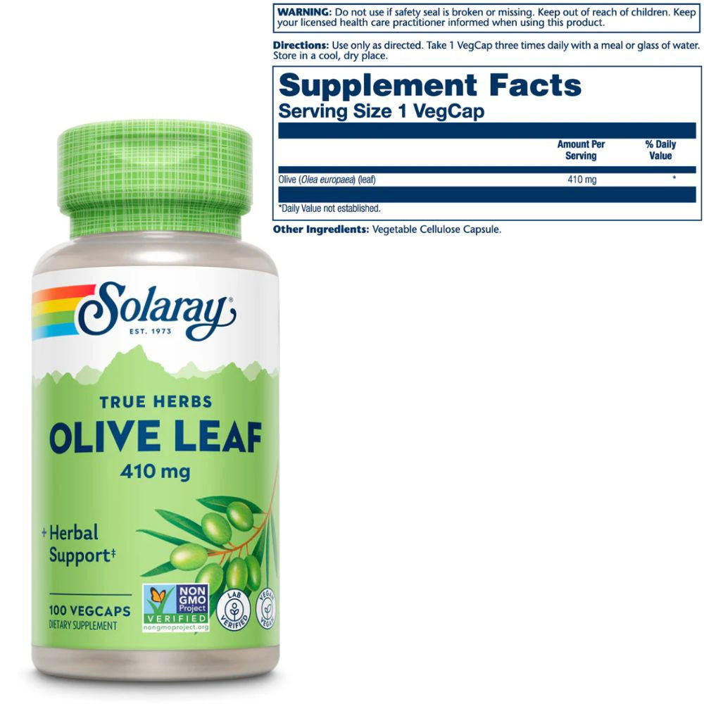  Solaray Olive Leaf (Olea europaea) 410mg 100 caps 