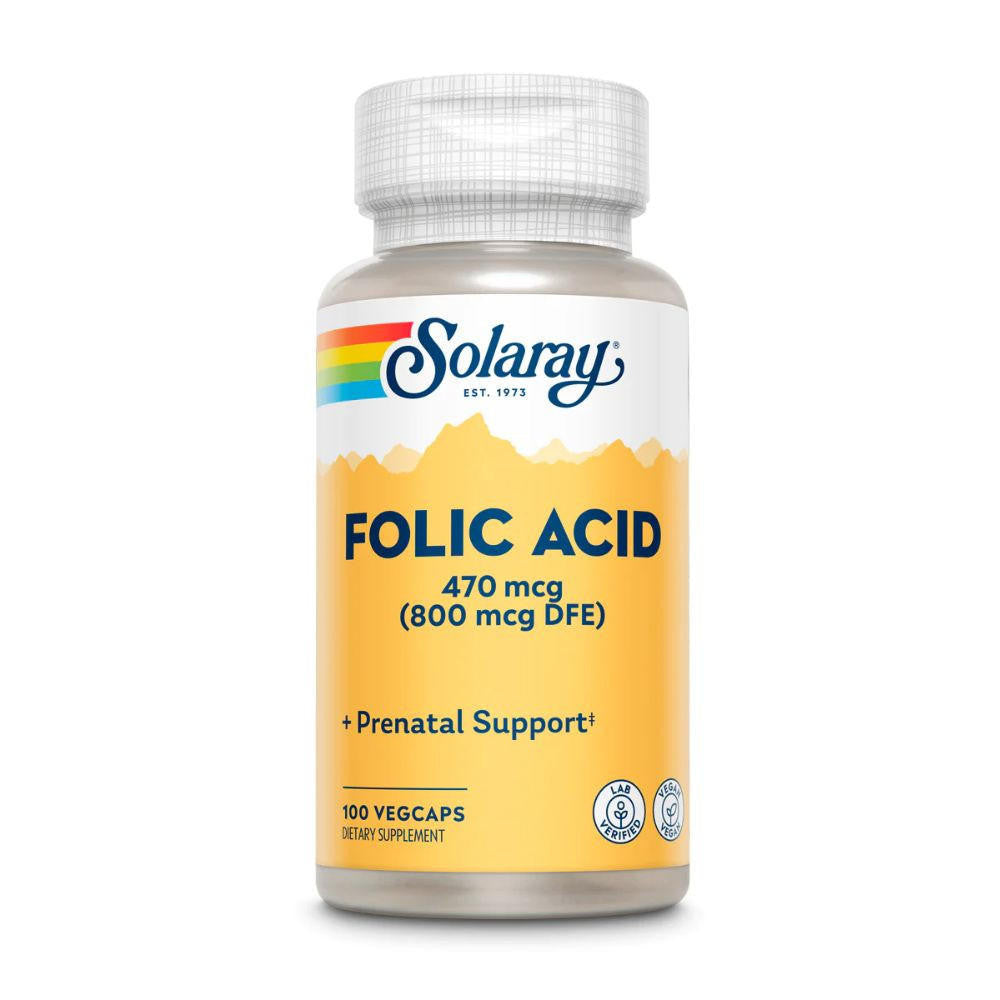  Solaray Folic Acid 470mcg 100 Capsules 