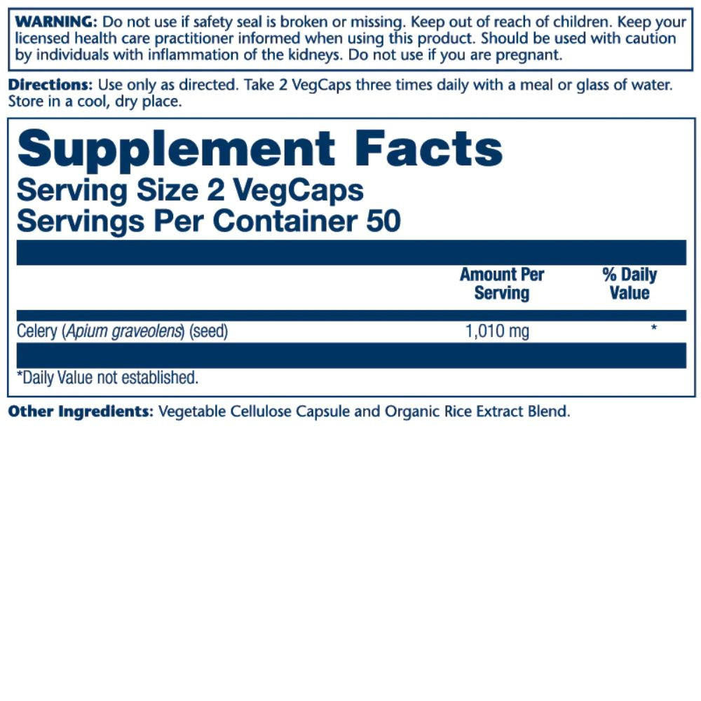  Solaray Celery Seed 1010mg 100 Capsules 