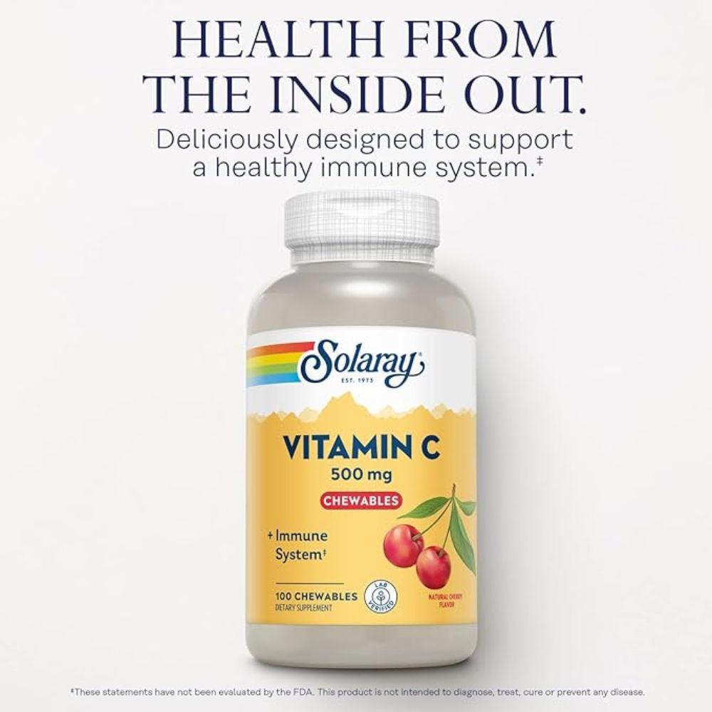  Solaray Chewable Vitamin C Cherry 500mg 100 Chews 
