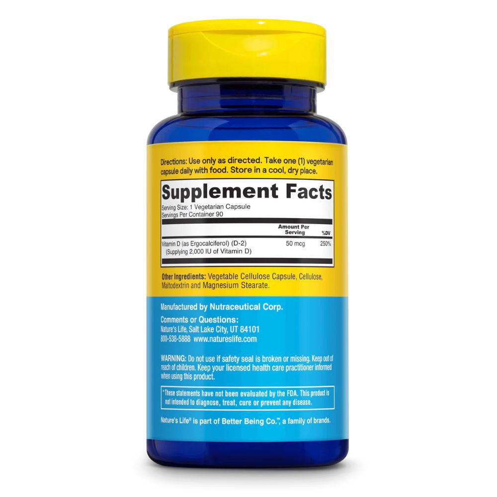  Nature's Life D-2 2000IU 90 Capsules 