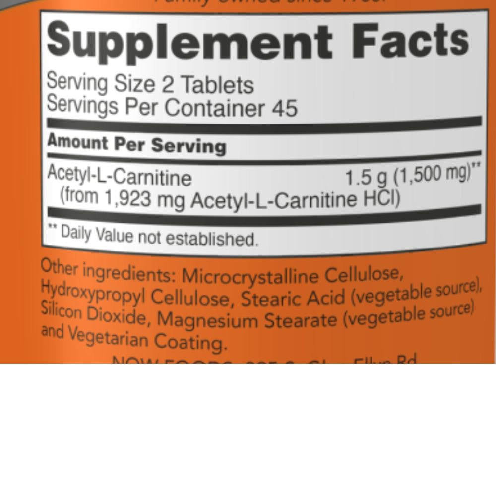  Now Foods Acetyl L-Carnitine 750mg 90 Tablets 