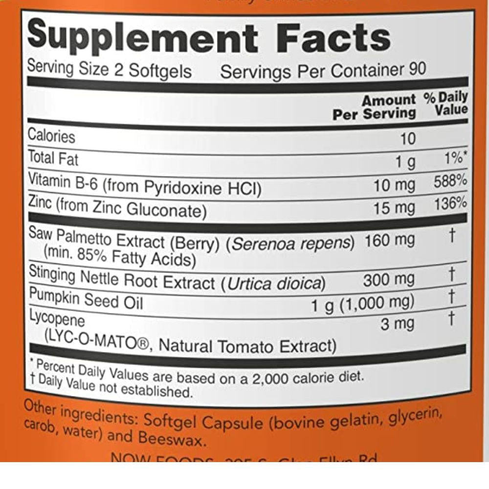  Now Foods Prostate Support 180 Softgels 