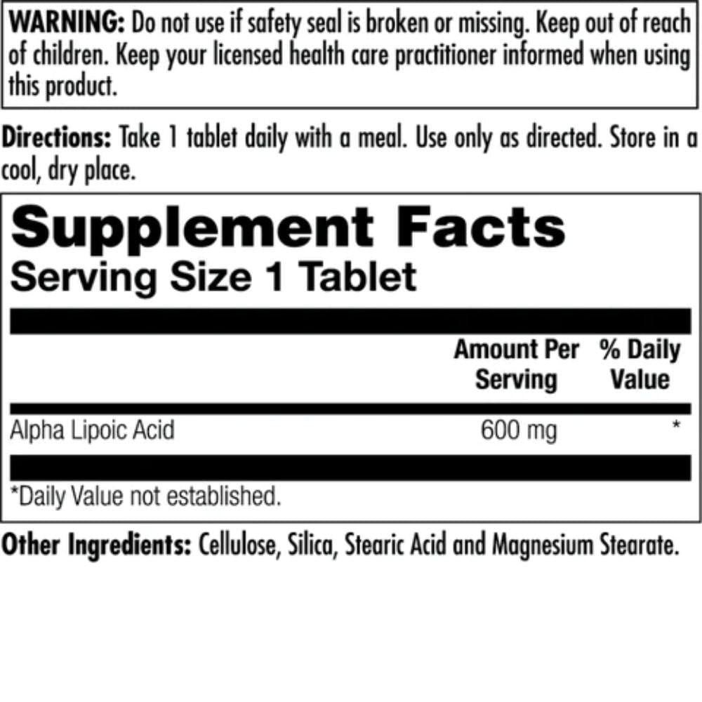 Kal KAL Alpha Lipoic Acid 600mg 60 Tablets 