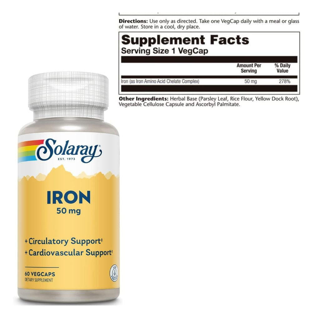  Solaray Iron 50mg 60 Capsules 