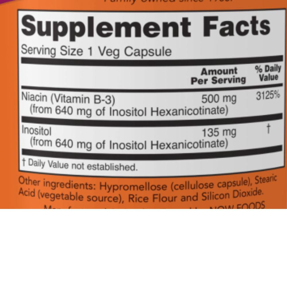  Now Foods Flush Free Niacin 500 Mg 90 Capsules 