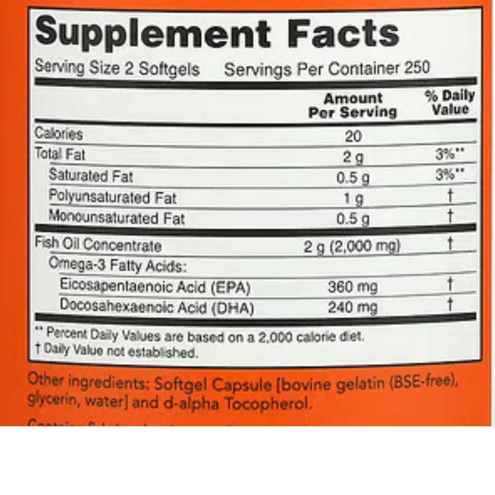  Now Foods Omega-3 1000 Mg 500 Softgels 