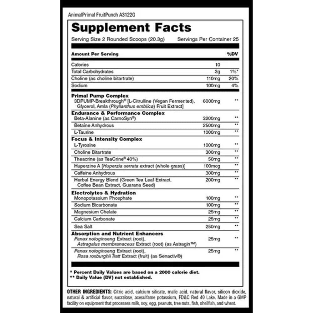  Universal Animal Primal Pre-Workout Powder 25 Servings 