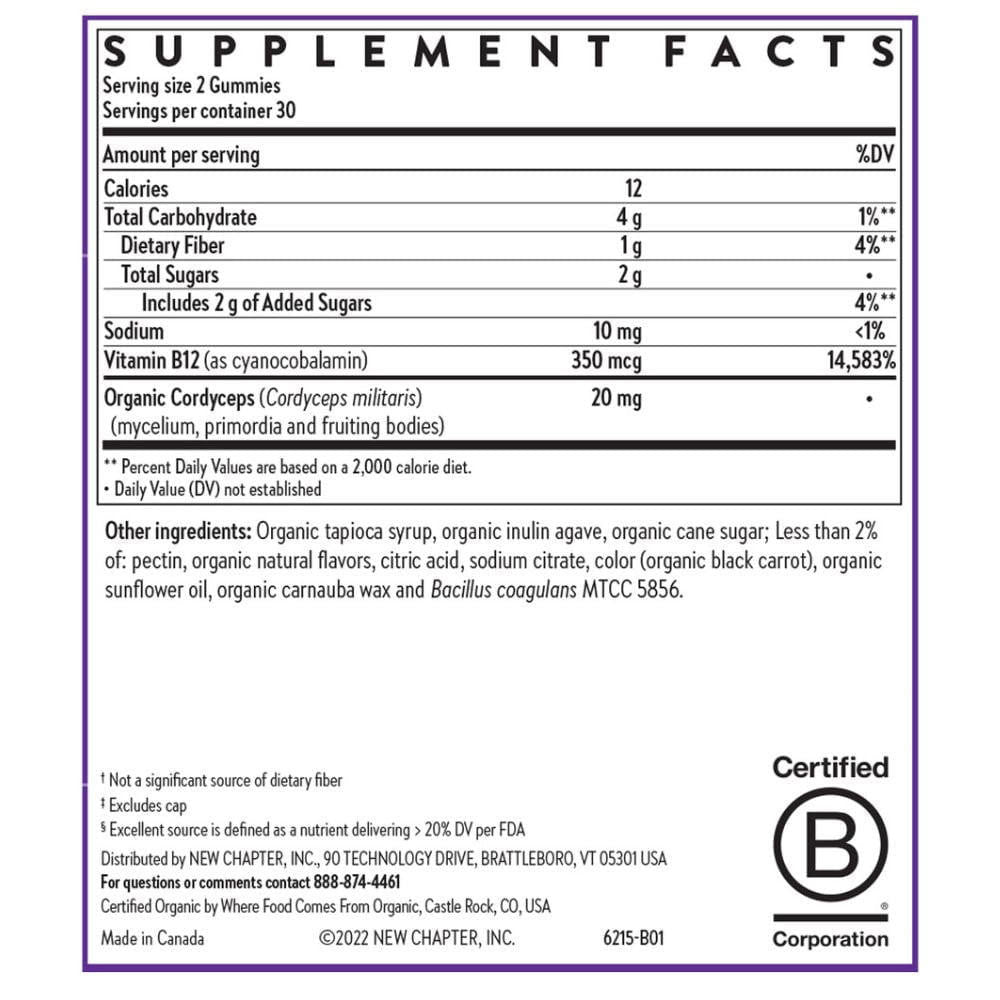  New Chapter Cellular Energy Vitamin B12+ 60 Gummies 