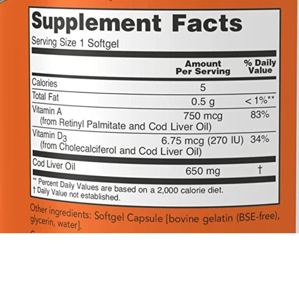  Now Foods Cod Liver Oil 650 Mg 250 Softgels 