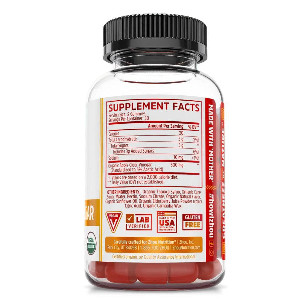  ZHOU APPLE CIDER VINEGAR 60 vegan gummies 