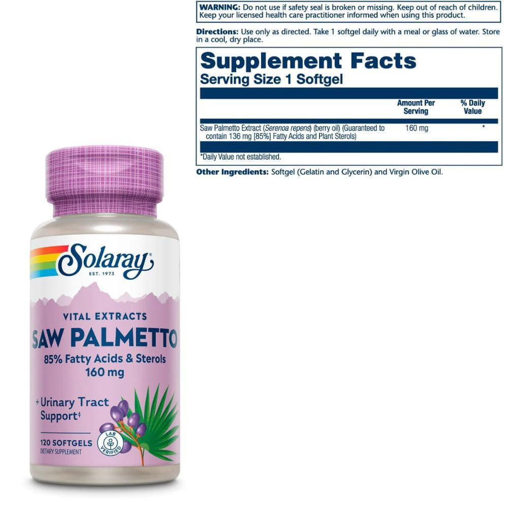  Solaray Saw Palmetto Berry Extract 160mg 120 Softgels 
