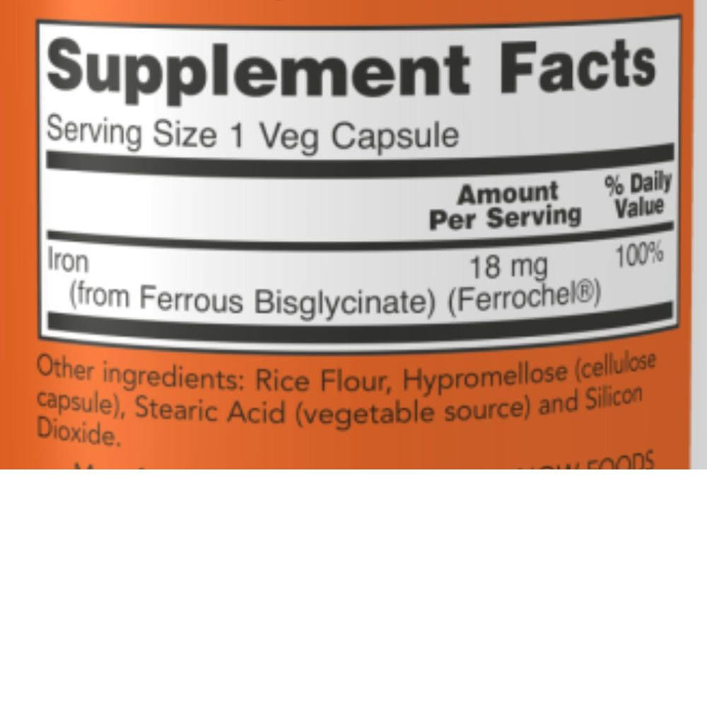  Now Foods Iron 18mg 120 Capsules 