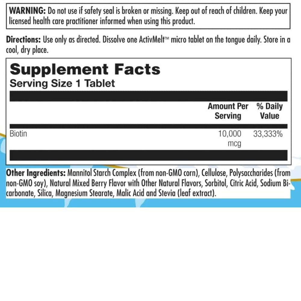 Kal KAL Ultra Biotin 10,000mcg 60 Mixed Berry Lozenges 