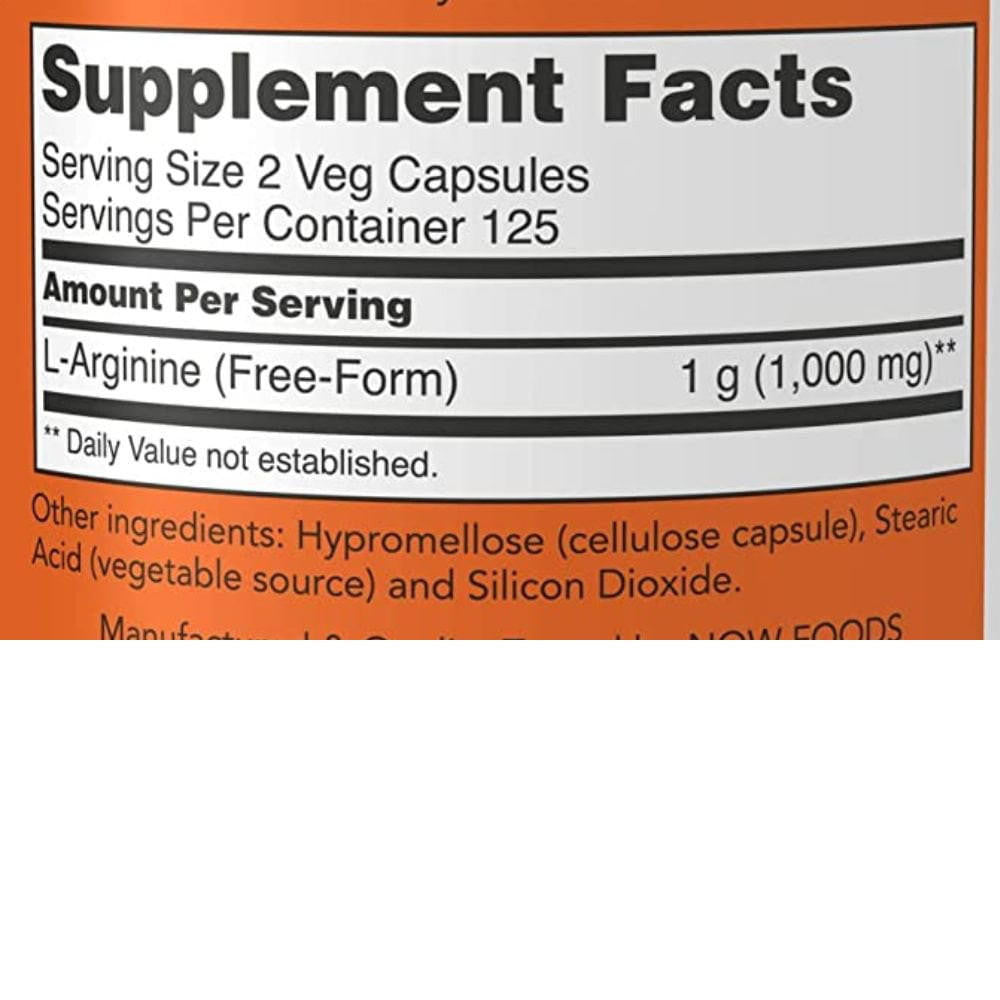  Now Foods L-Arginine 500 Mg 250 Capsules 