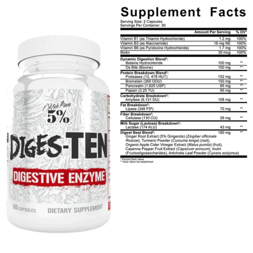  5% Nutrition Diges-Ten 60 Capsules 
