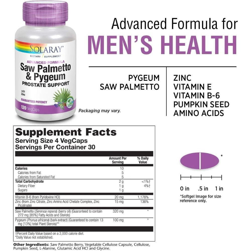  Solaray Pygeum and Saw Palmetto 120 Capsules 