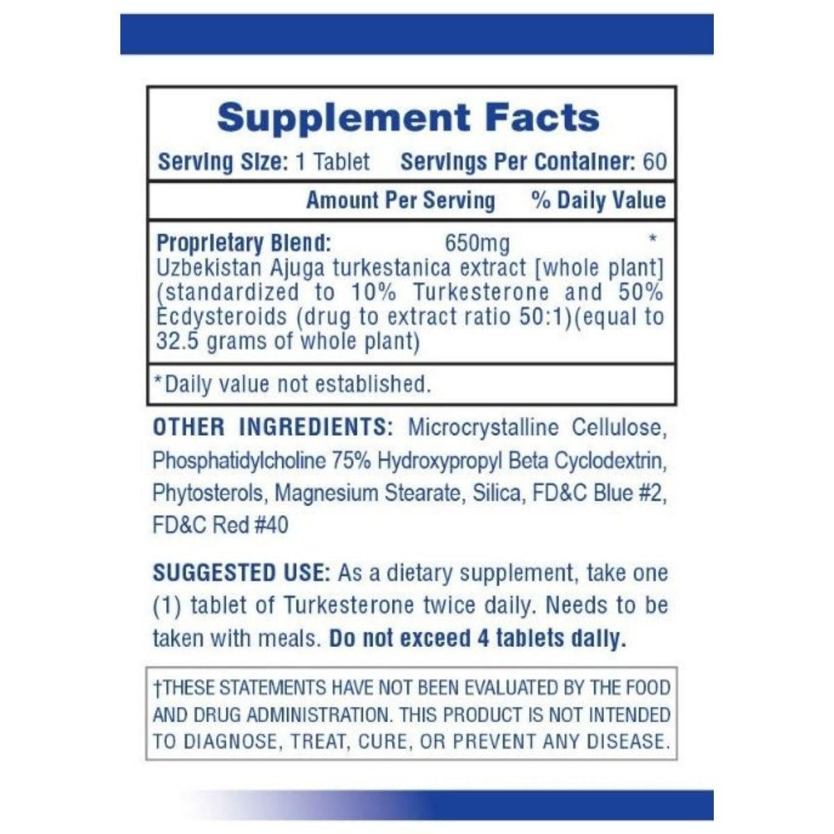  Hi-Tech Pharmaceuticals Turkesterone 650 60 Tablets 