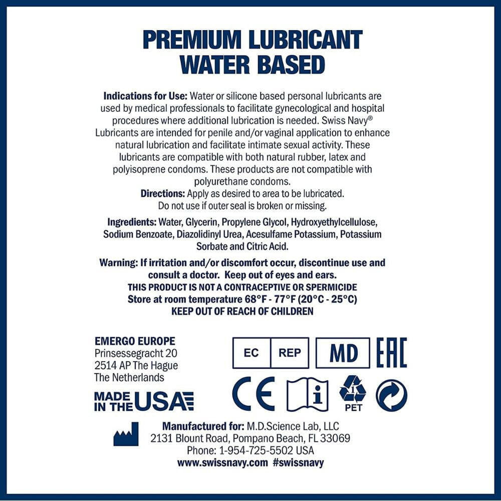  Swiss Navy Water Based Lubricant 16oz 