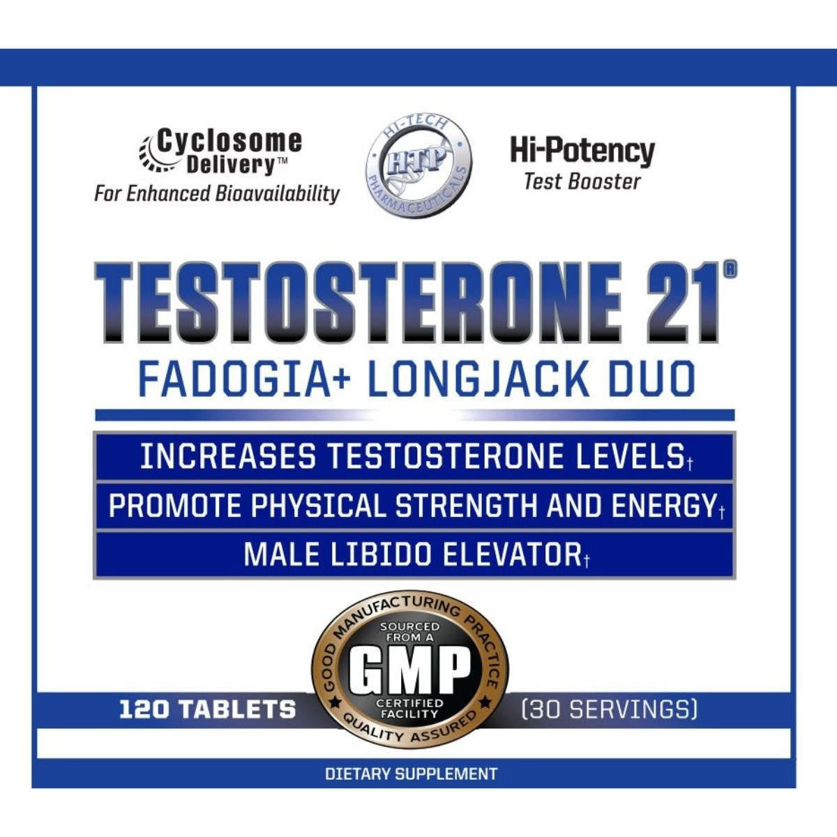  Hi-Tech Pharmaceuticals Testosterone 21 w/ Fadogia Agrestis & Tongkat Ali 