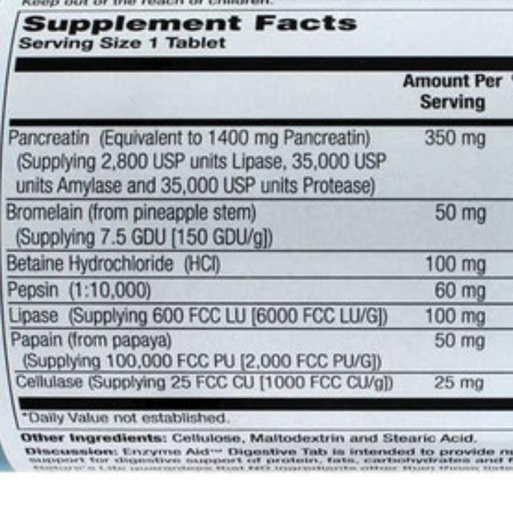  Nature's Life Enzyme Aid Digest 250 Tablets 