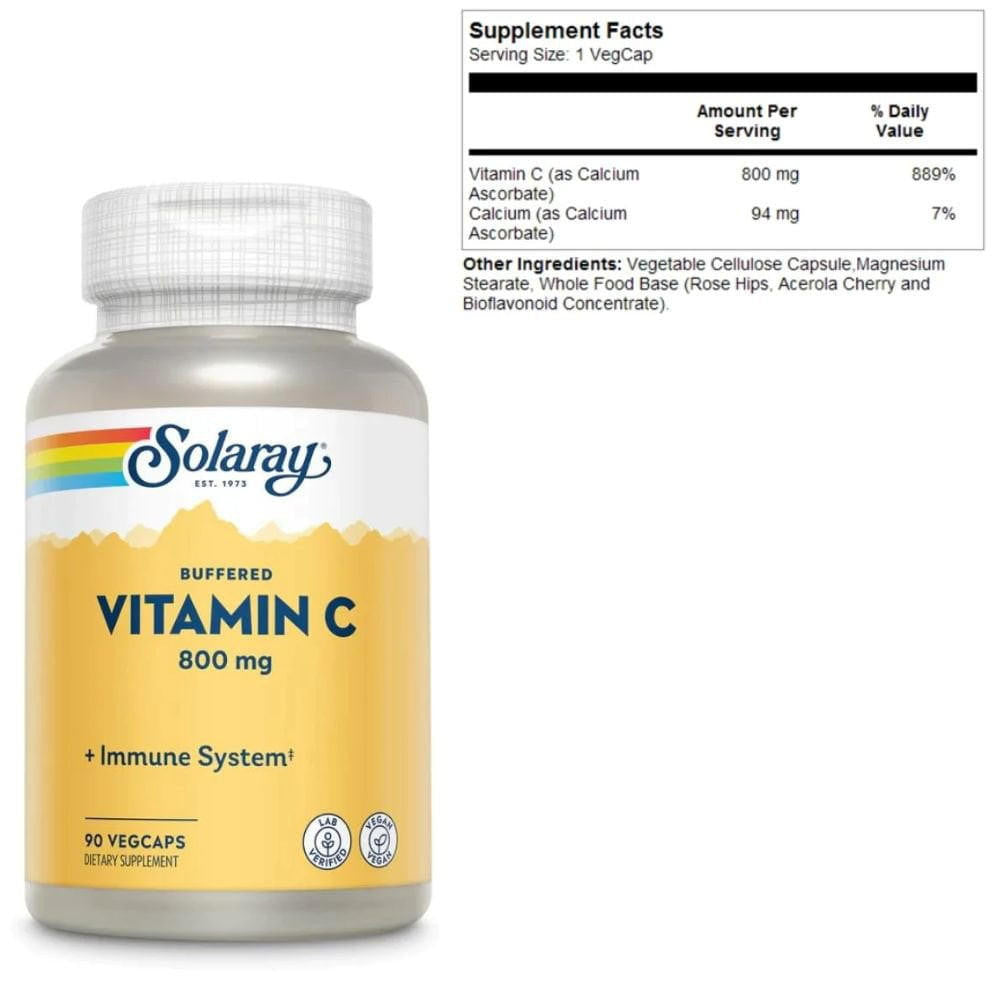  Solaray Buffered Vitamin C 800mg 90 Capsules 
