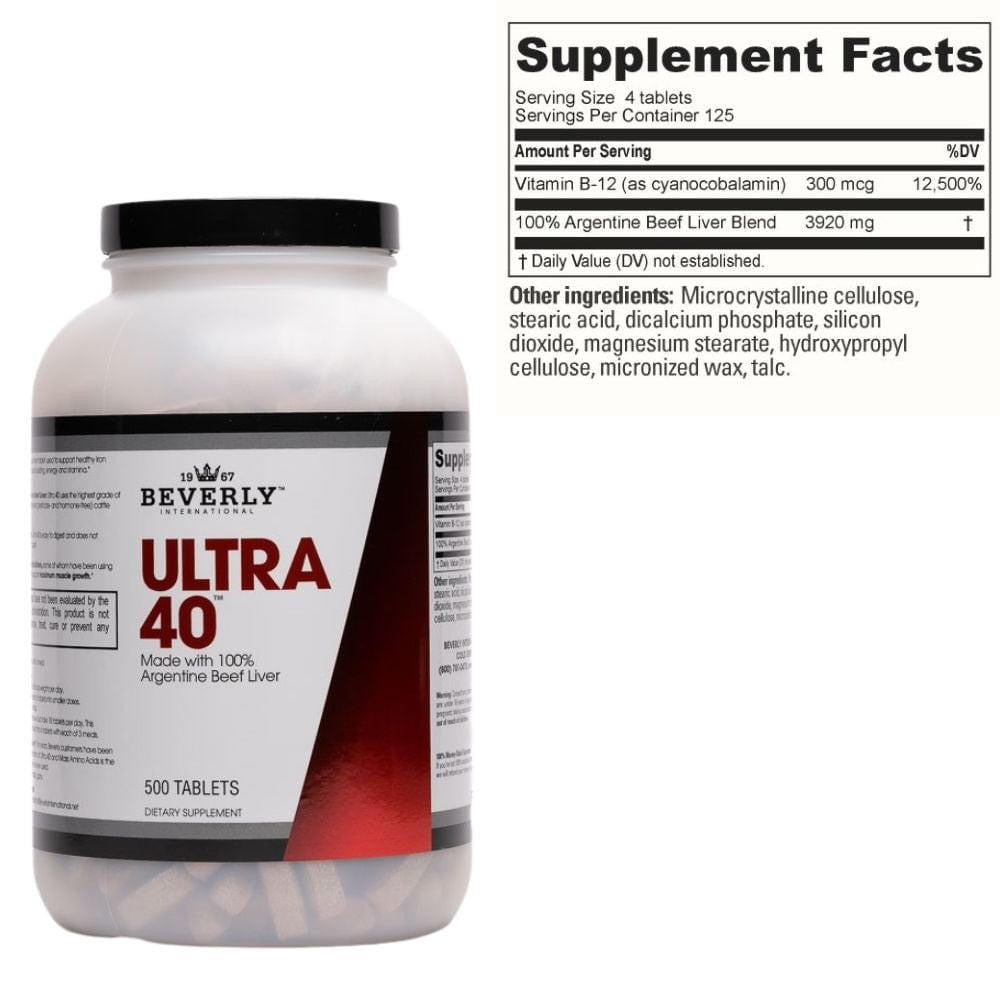  Beverly International Ultra 40 Liver Tablets 500 Tablets 
