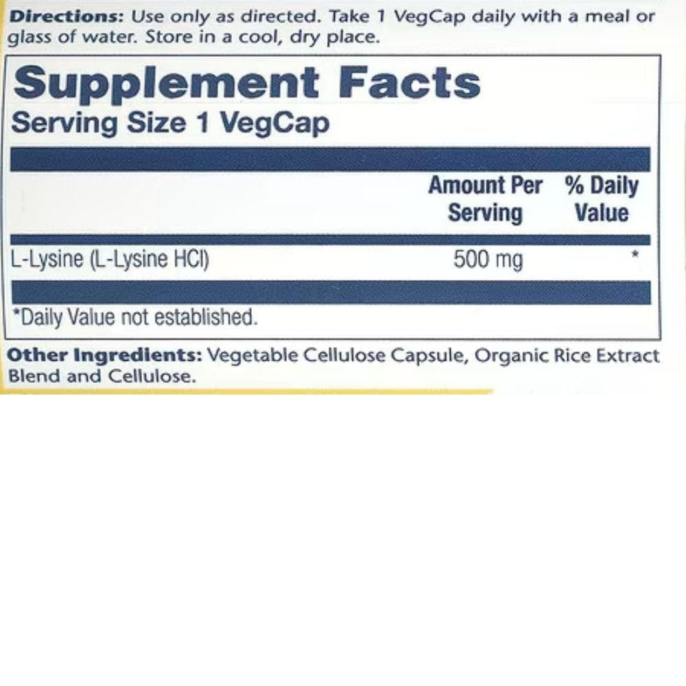  Solaray Free Form L-Lysine 500mg 120 Capsules 