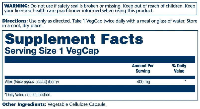  Solaray Vitex 400mg 100 Capsules 