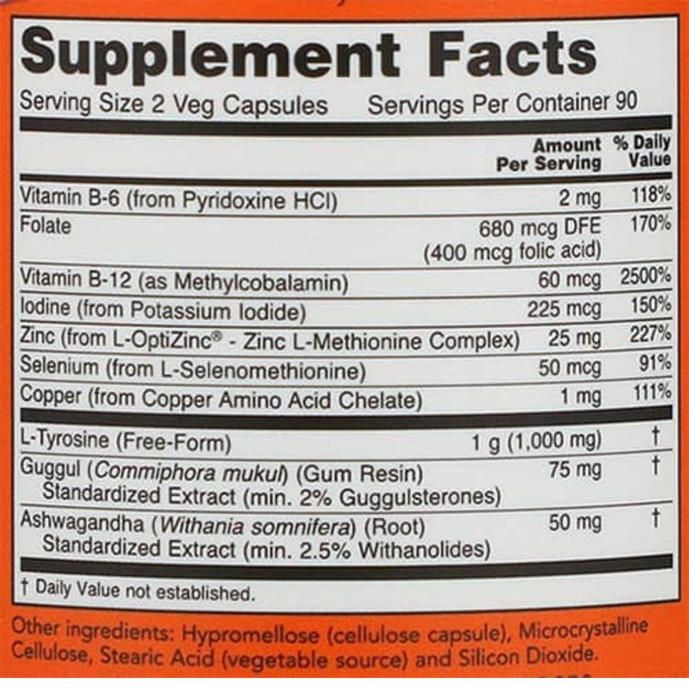  Now Foods Thyroid Energy 180 Vegetable Capsules 