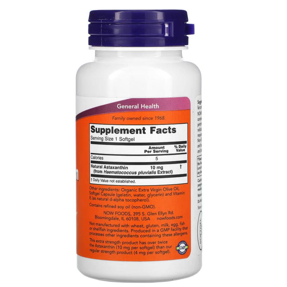 Now Foods Astaxanthin 10mg 60 Softgels 