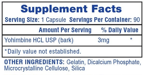  Hi-Tech Pharmaceuticals Yohimbine HCL 90 Capsules 