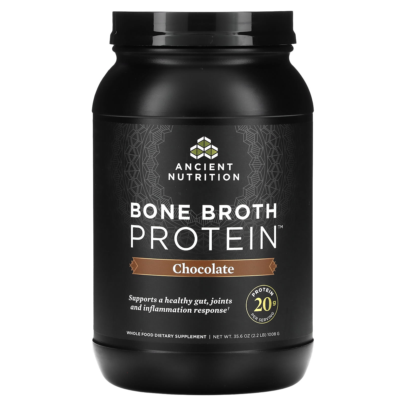 CLEARANCE: Ancient Nutrition Bone Broth Protein Chocolate 2.2lbs EXP 11/2025