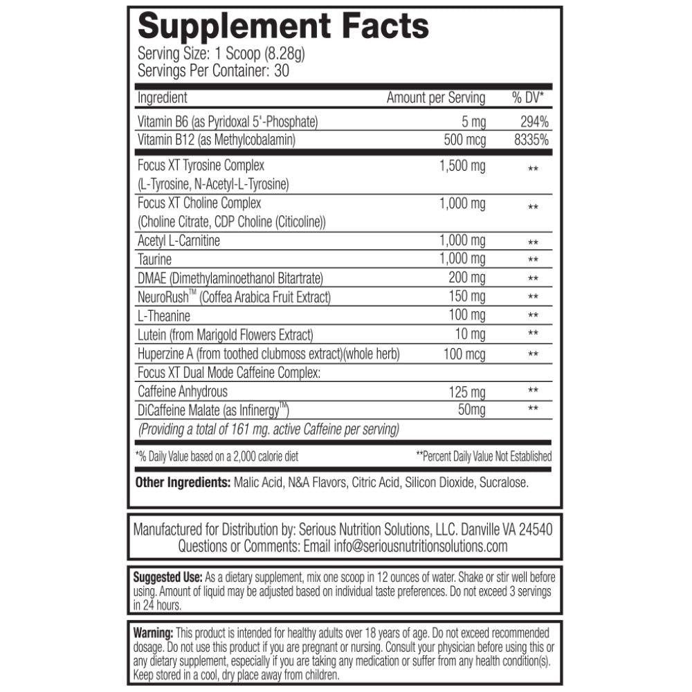  Serious Nutrition Solutions Focus XT 30 Servings 